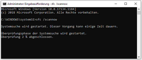Führen Sie SFC Scannow aus, um fehlende Windows 10-Symbole wiederzuerhalten