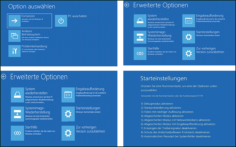 Windows 10-Starteinstellungen