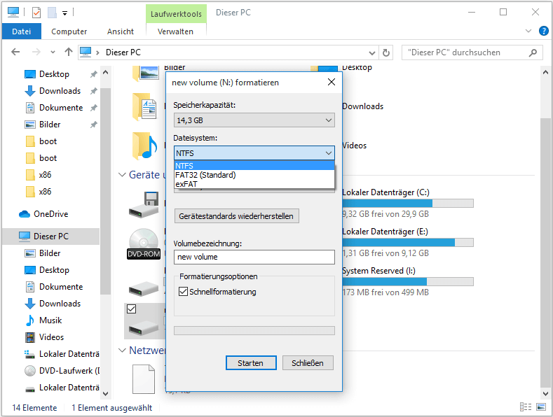 Formatieren Sie das USB-Laufwerk im Windows Explorer