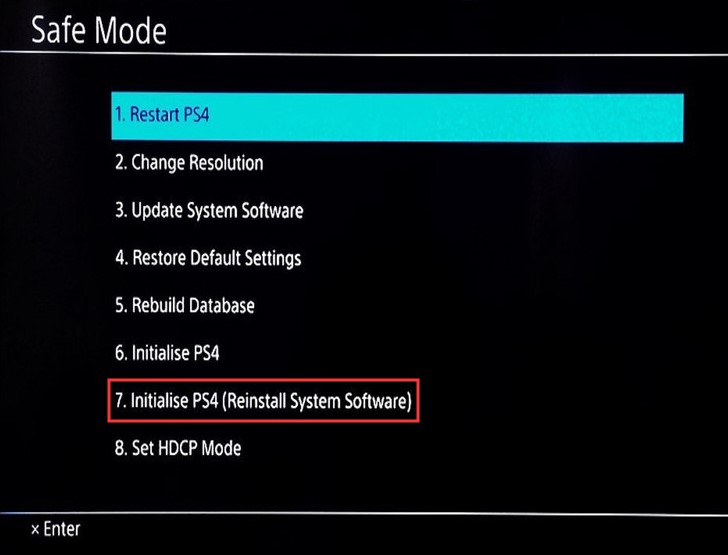 Initialize PS4 (Reinstall System Software