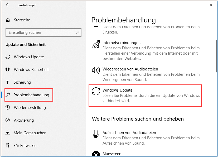 Windows Update-Problembehandlung