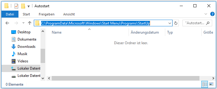 Eine weitere Methode, ein Programm aus dem Windows-Autostart-Ordner zu entfernen