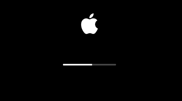 Mac-Ladebildschirm mit Apple Logo