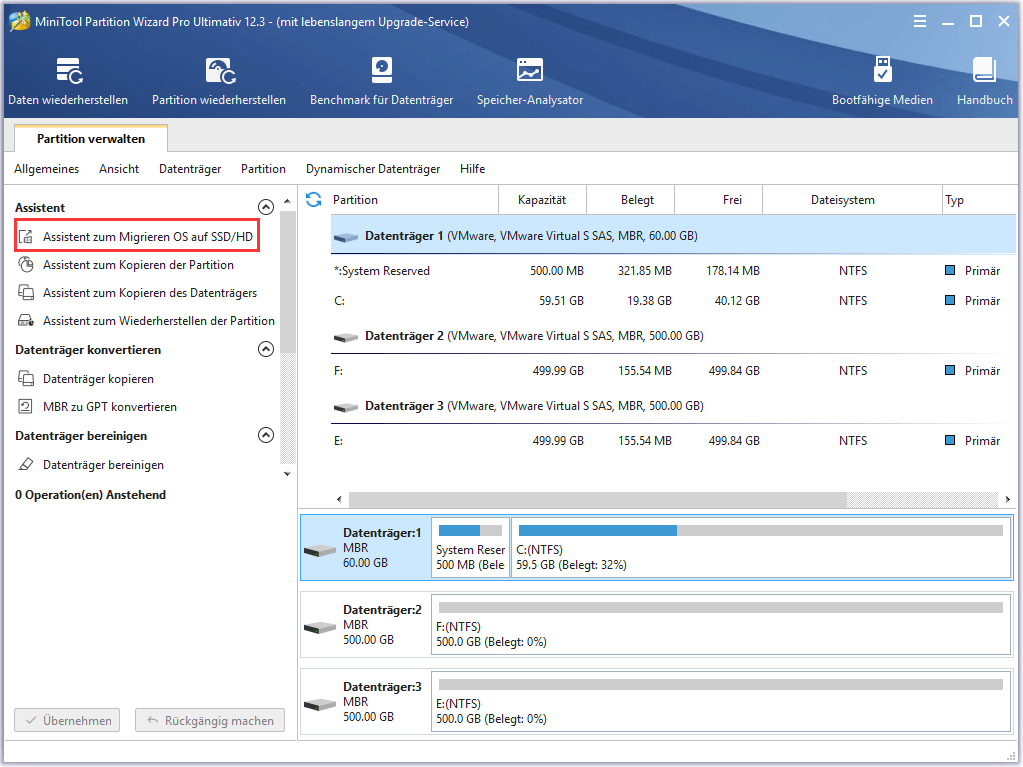 Assistent zum Migrieren OS auf SSD/HD