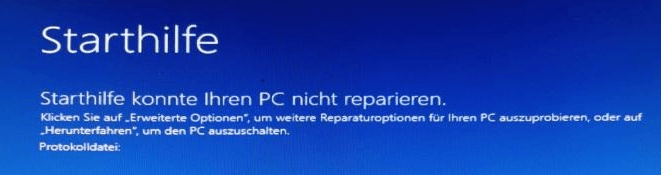 Starthilfe konnte Ihren PC nicht reparieren