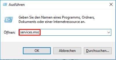 Öffnen Sie das Dienstprogramm Ausführen, indem Sie die Tasten Windows und R drücken, geben Sie dann services.msc ein und klicken Sie auf OK.