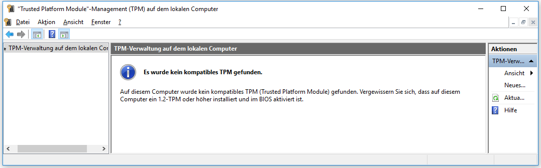 kompatibles TPM kann nicht gefunden werden