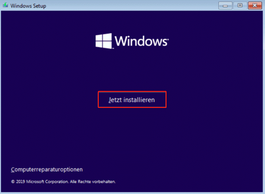 Installieren Sie Windows 10 jetzt.
