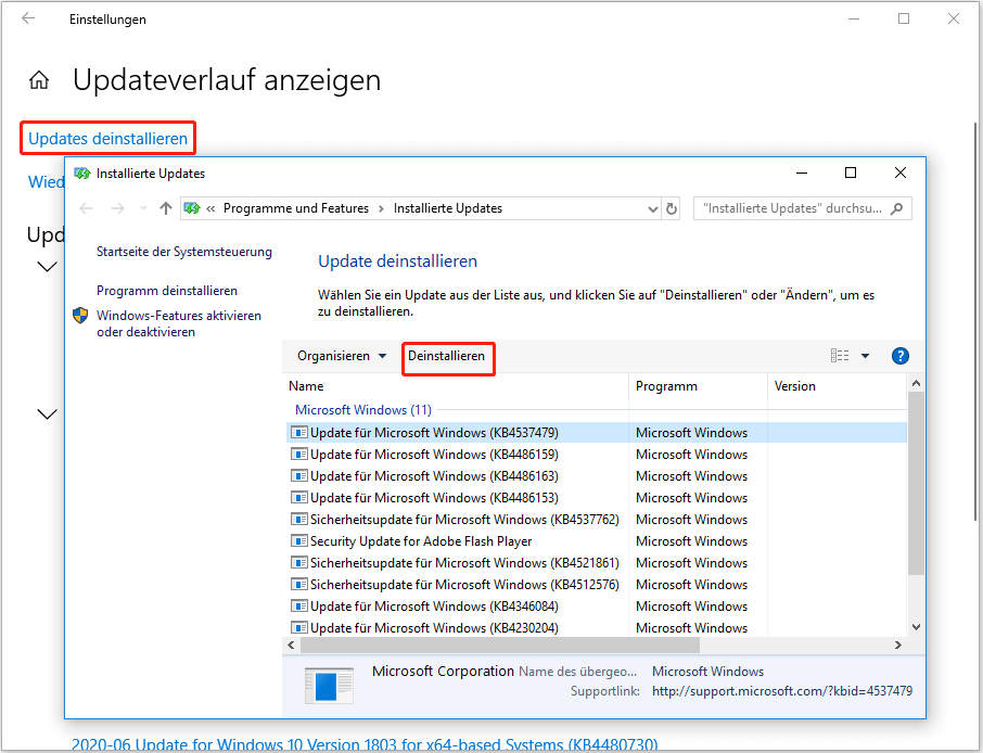 Windows-Updates deinstallieren 