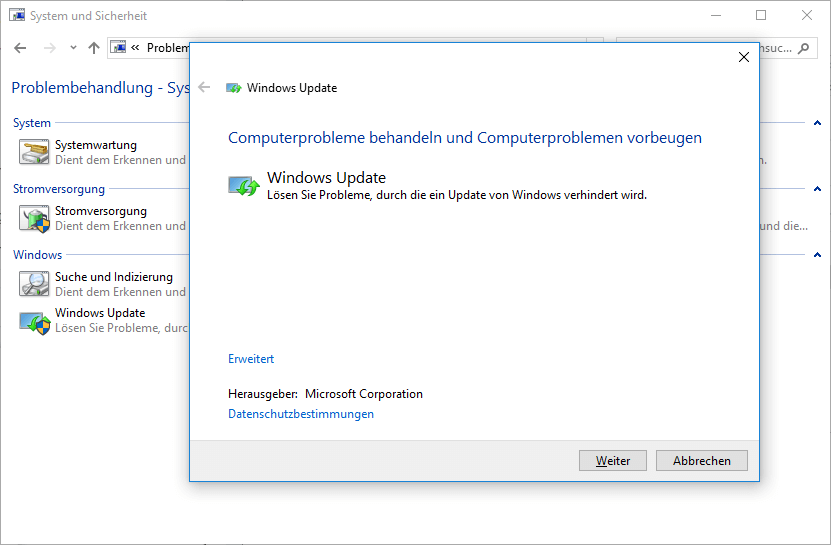 Problembehandlung für Windows Update