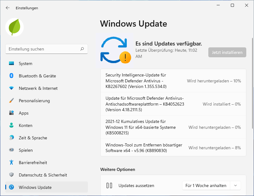 Fehler bei Aktualisierungen in Windows Update