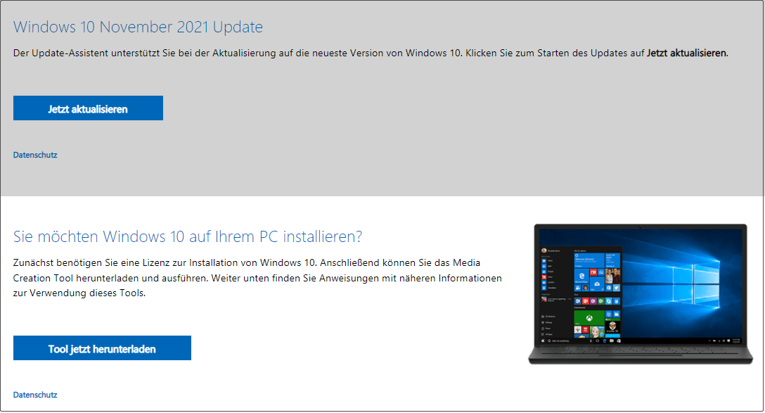  Downloadseite für Windows 10-Software