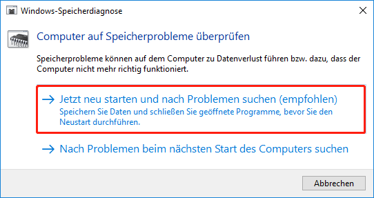 Windows 11 Speicherüberprüfung