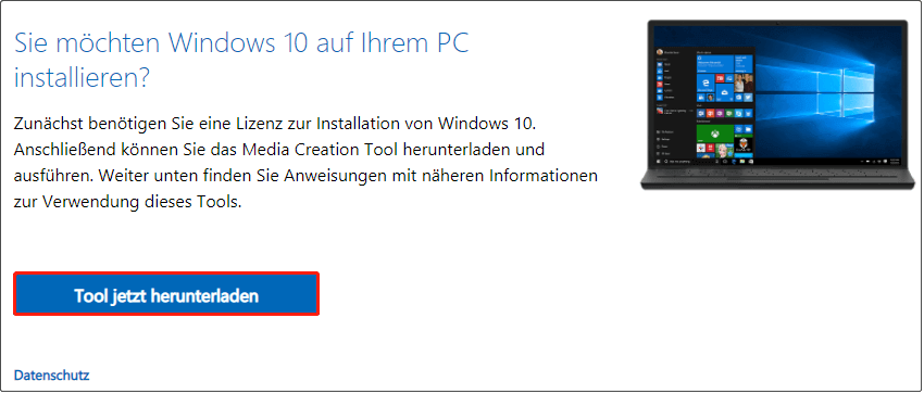 Laden Sie das Windows 10-Medienerstellungstool herunter