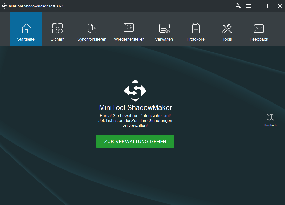Startseite der MiniTool ShadowMaker