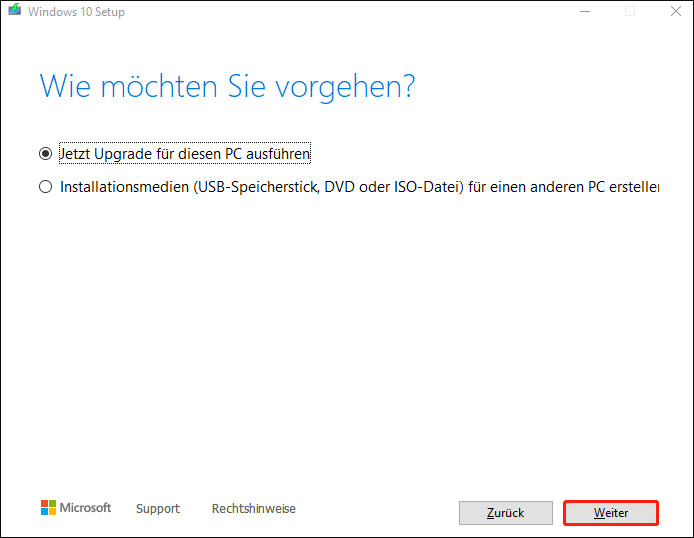 Windows 10 21H2 Medienerstellungstool
