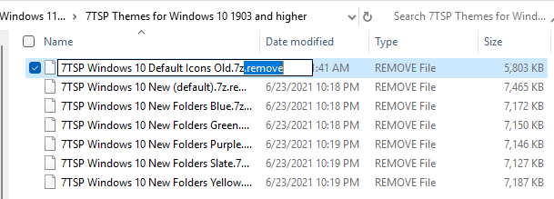 Entfernen Sie die zusätzliche Dateierweiterung (.remove) jeder Datei.
