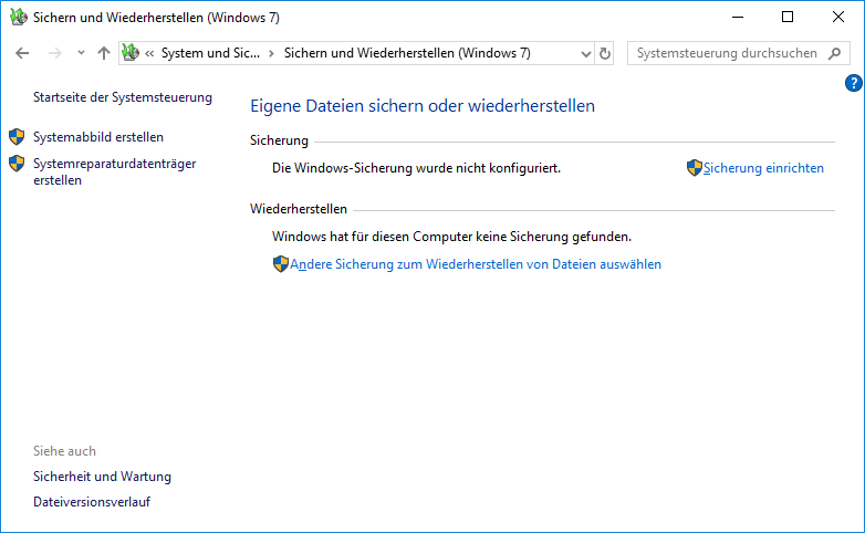Windows 7 sichern und wiederherstellen