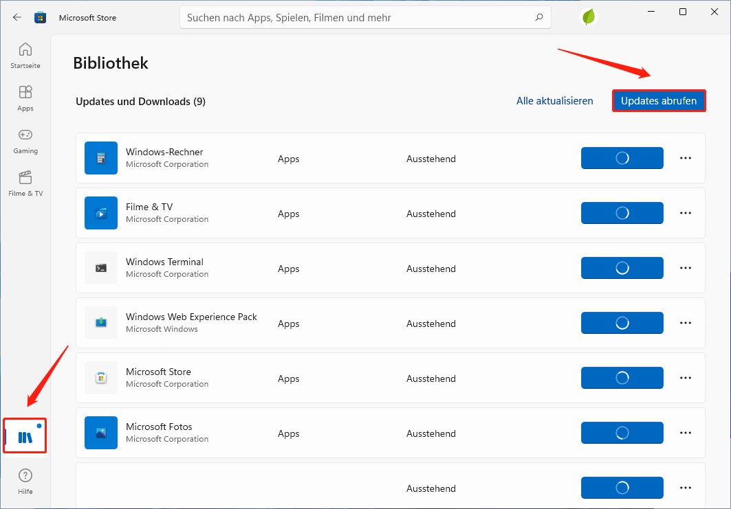 Apps im Microsoft Store aktualisieren