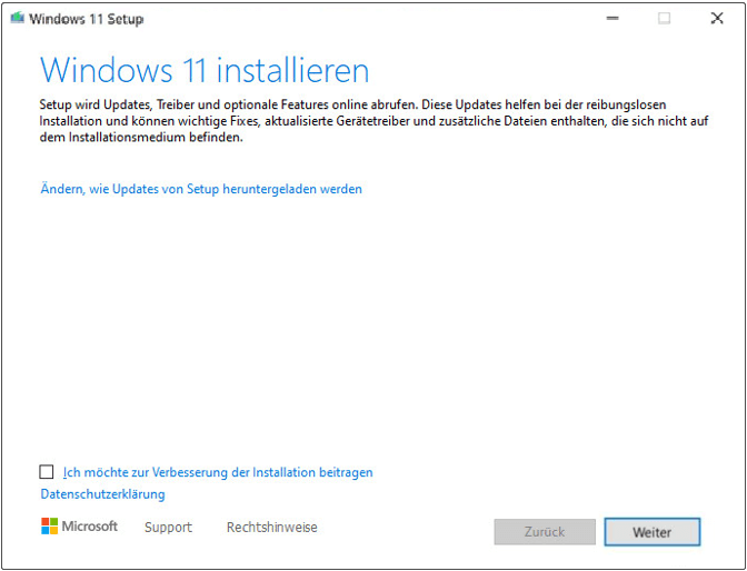 Installieren Sie Windows 11 über das Setup