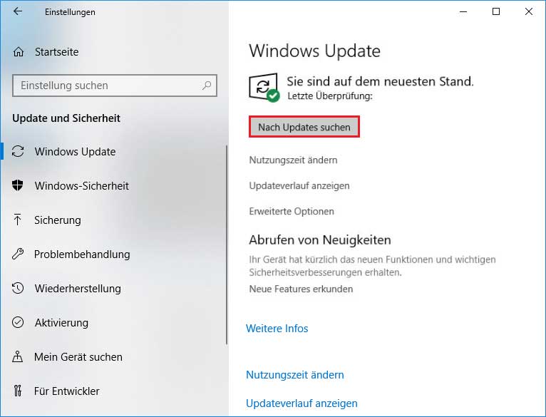 Windows nach Updates suchen