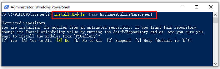 Install-Module -Name ExchangeOnlineManagement