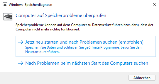 Windows-Speicherdiagnose