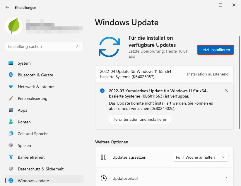 Windows 11 aktualisieren