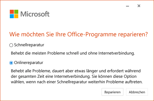 Reparieren Sie Microsoft Office-Programme