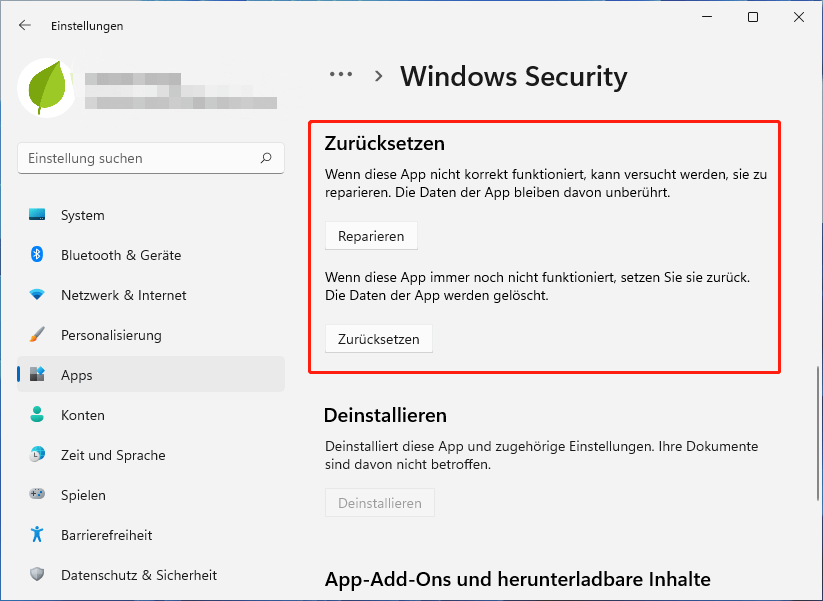 Windows Defender zurücksetzen