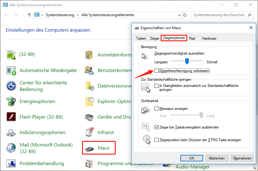 Deaktivieren Sie die erweiterte Zeigergenauigkeit Windows 11
