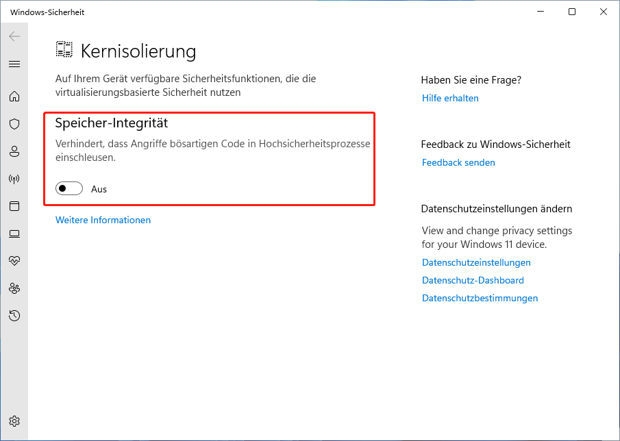 Deaktivieren Sie VBS in Windows 11