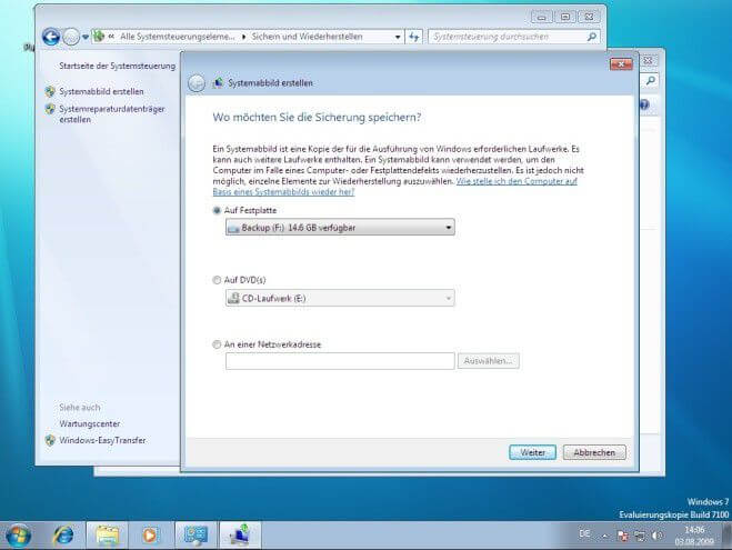 Windows 7-Systemreparaturabbild erstellen