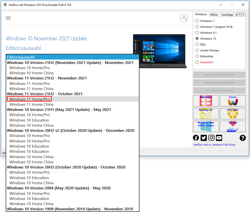 Wählen Sie Windows 11 Home oder Pro