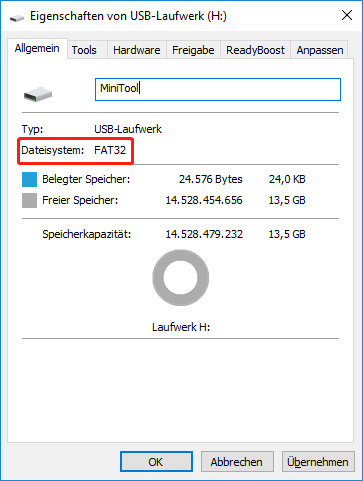 Überprüfen Sie das Dateisystem von USB