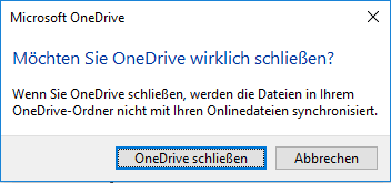 Schließen Sie OneDrive in Windows 10
