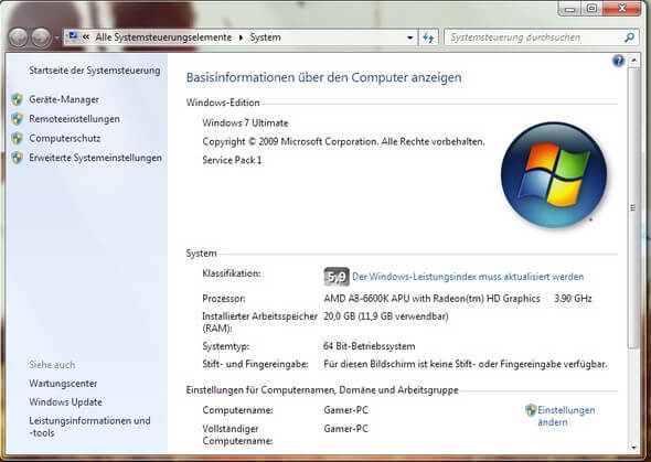 RAM unter Windows 7 prüfen
