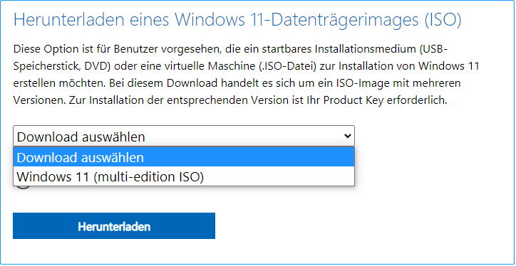 Wählen Sie Windows 11