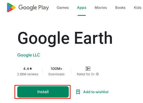 Google Earth bei Google Play herunterladen