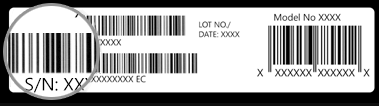 Oberflächenseriennummer auf dem Barcode-Etikett