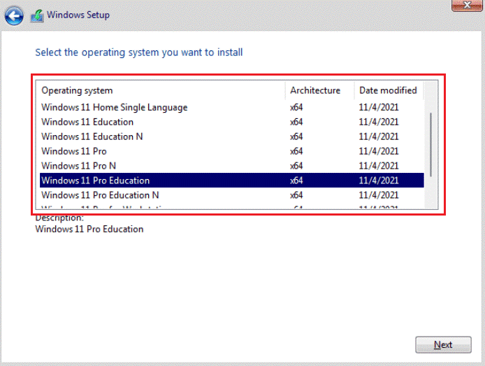 Wählen Sie Ihre benötigte Windows 11 Edition aus