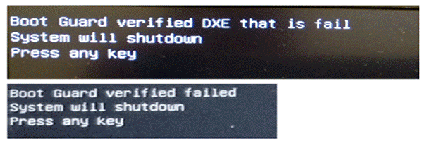 Boot Guard verifizierte fehlgeschlagene Dell