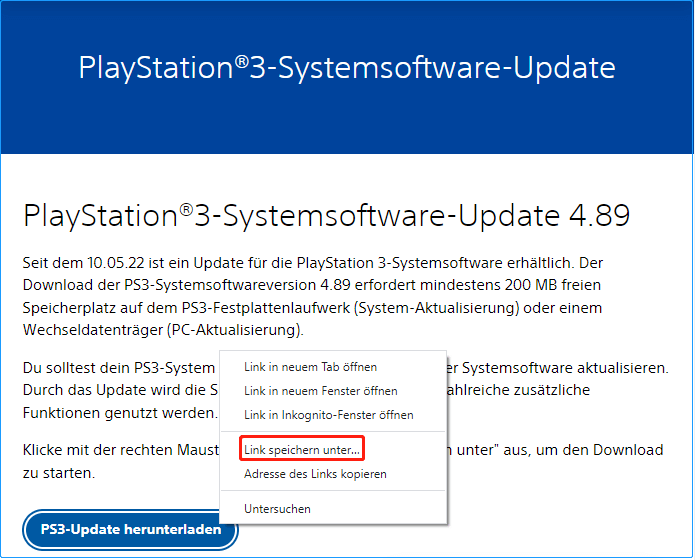  Laden Sie das PS3-System-Software-Update herunter