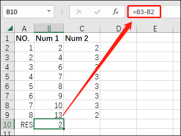 in Excel subtrahieren
