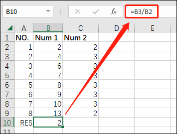 zum Dividieren in Excel