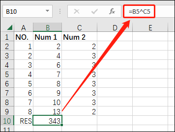 Potenzieren in Excel