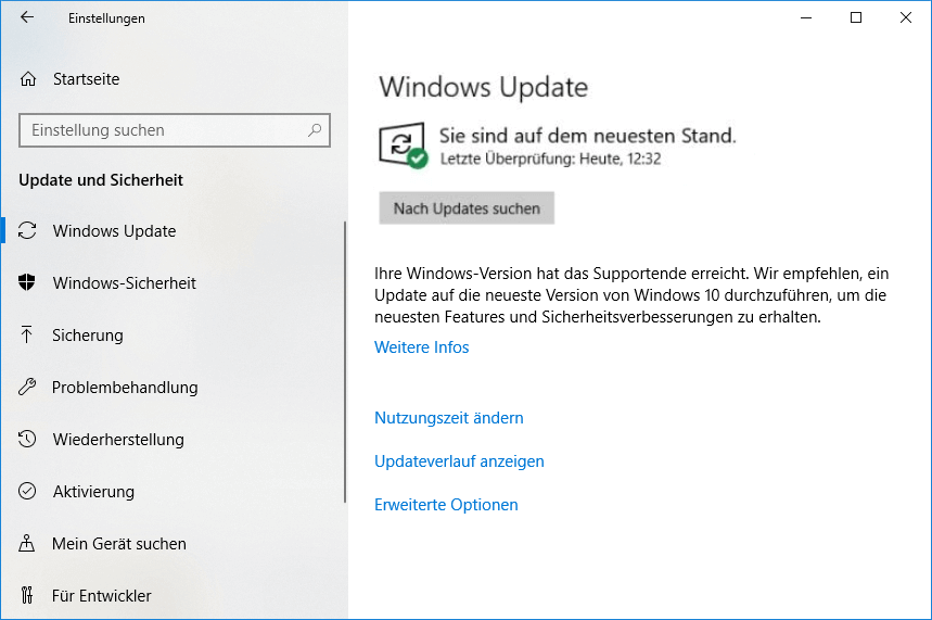 Überprüfen Sie die Updates unter Windows 10