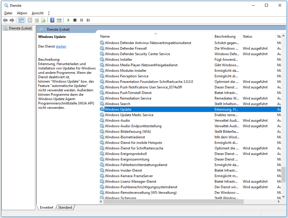 Wählen Sie Windows Update