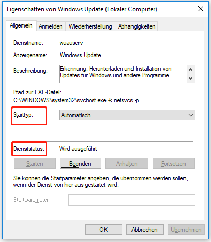 Eigenschaften von Windows Update ändern