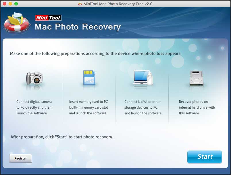 MiniTool Mac Photo Recovery Hauptschnittstelle